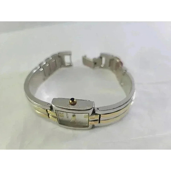 Womens Waltham Petit Classics Gold Silver Tone Ladies Watch Cuff Bangle Bracelet - Picture 6 of 10